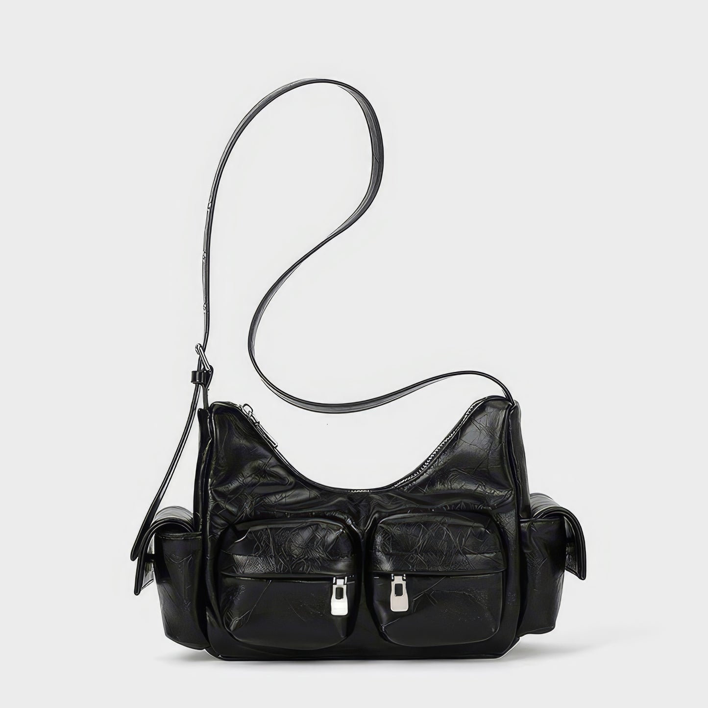 Multi Pocket Textured Shoulder Bag
