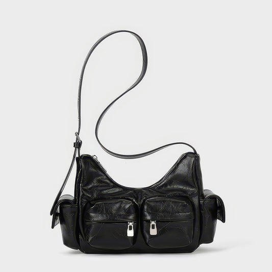 Multi Pocket Textured Shoulder Bag