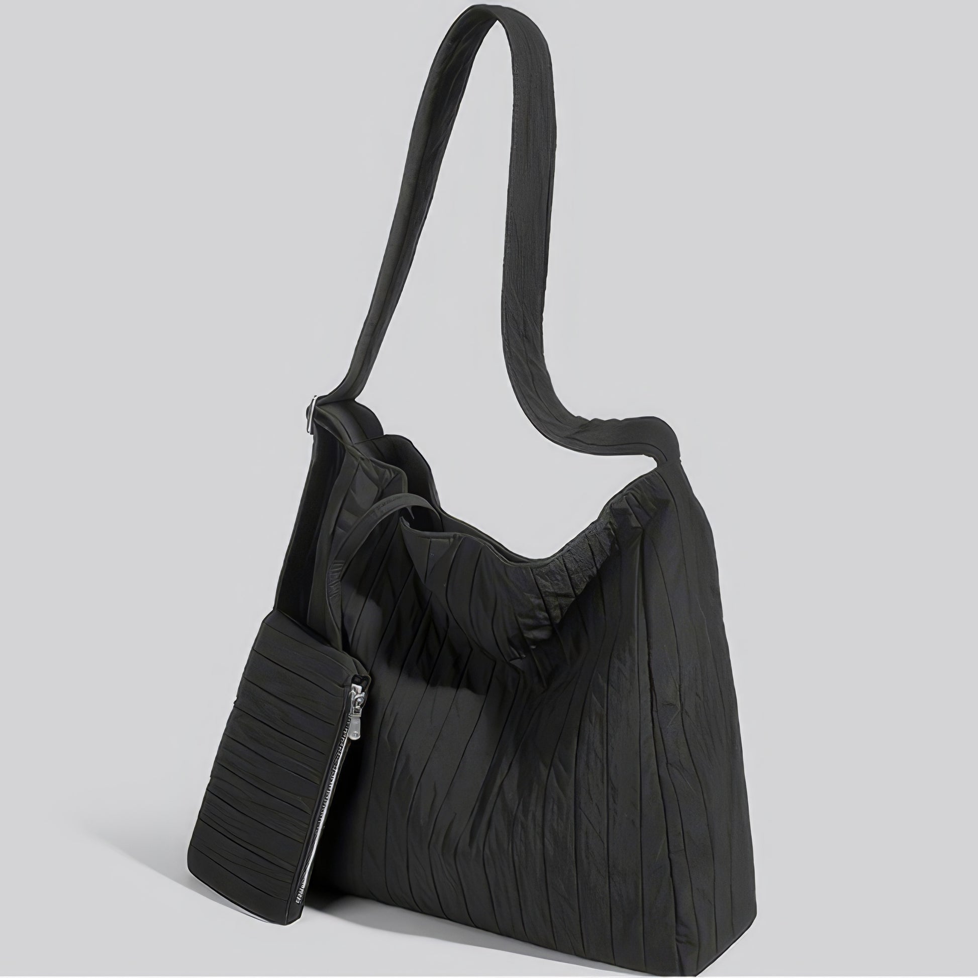 Pleated Nylon Shoulder Bag Set