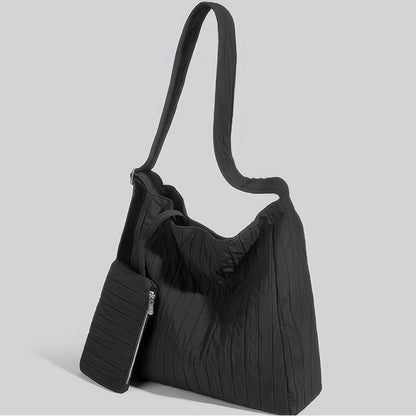 Pleated Nylon Shoulder Bag Set