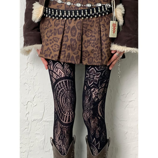 Ornate Lace Pattern Mesh Tights