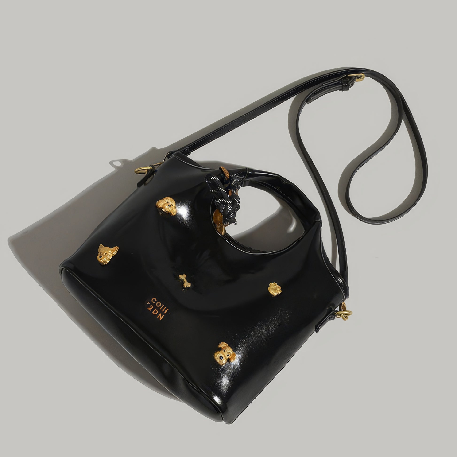 Glossy Round Handle Patent Tote Bag