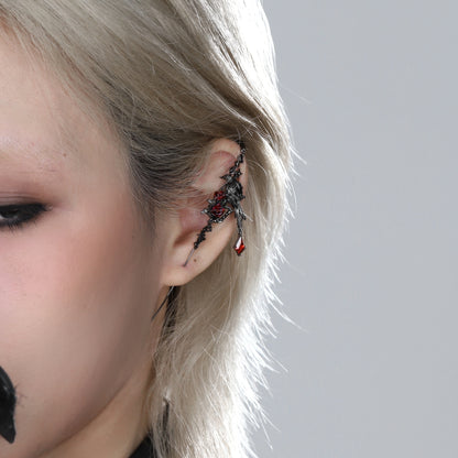 Rose Thorn Raven Ear Climber Earring