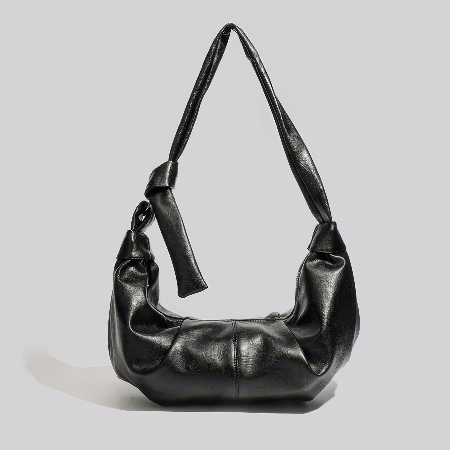 Knotted Faux Leather Soft Shoulder Bag