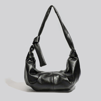 Knotted Faux Leather Soft Shoulder Bag