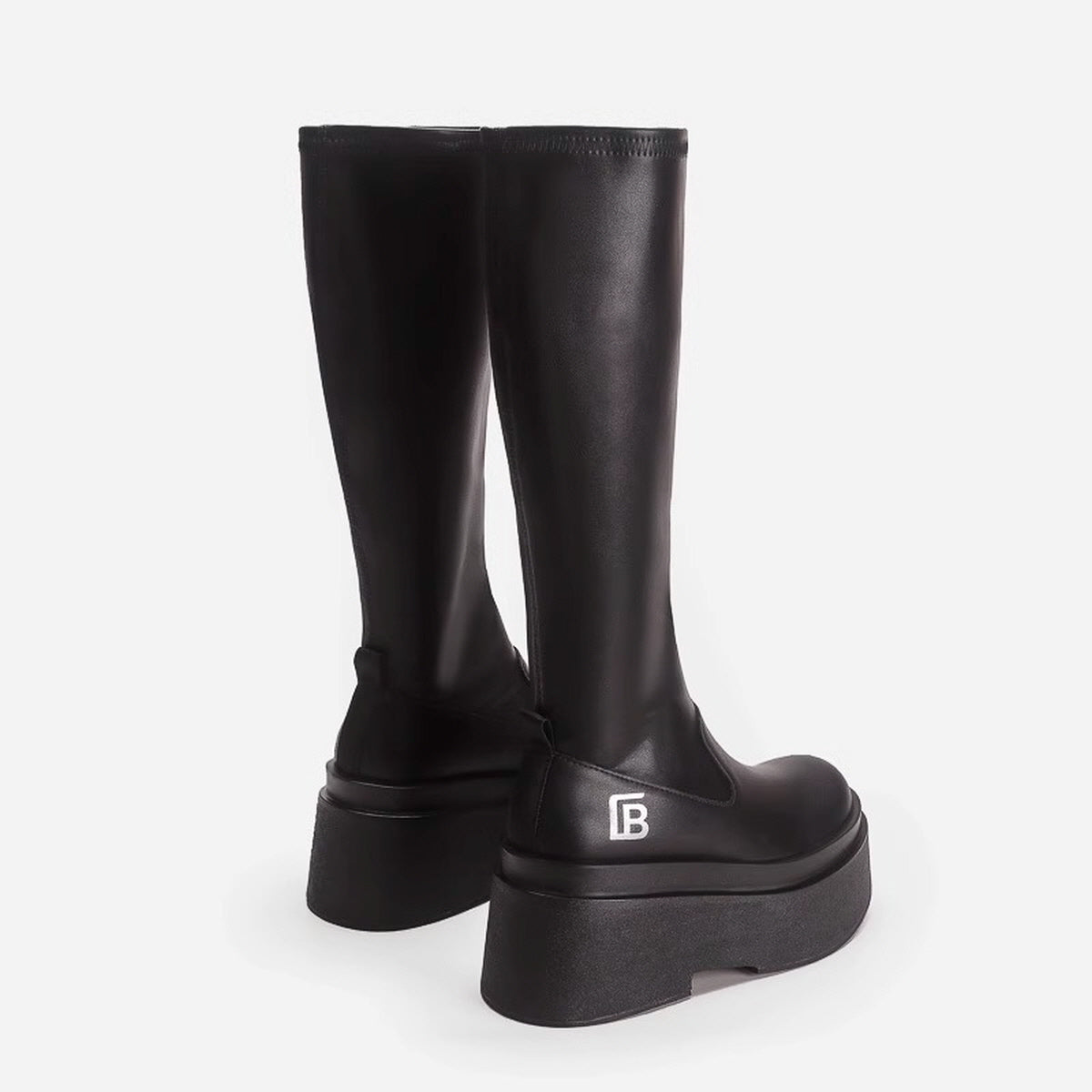 Black Sleek Platform Knee-High Boots