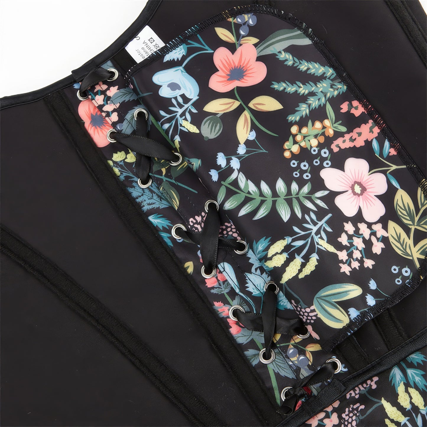 Floral Lace-Up Shoulder Tie Corset Top