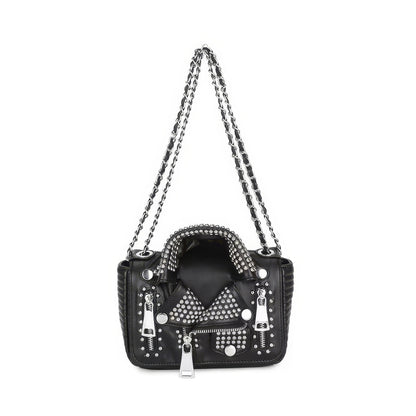 Studded Biker Jacket Chain Shoulder Bag