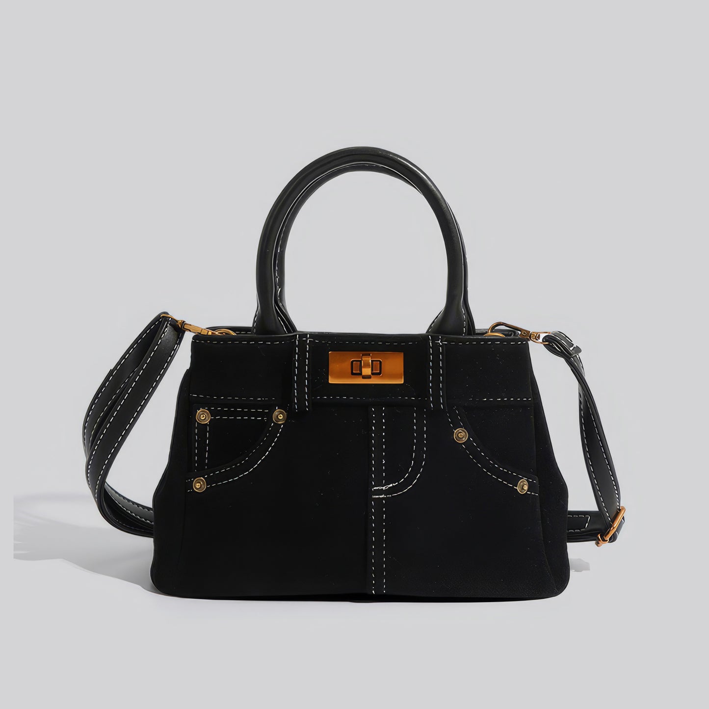 Denim Stitch Detail Mini Satchel Bag