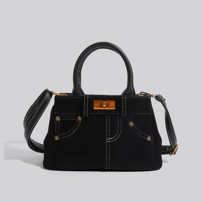 Denim Stitch Detail Mini Satchel Bag