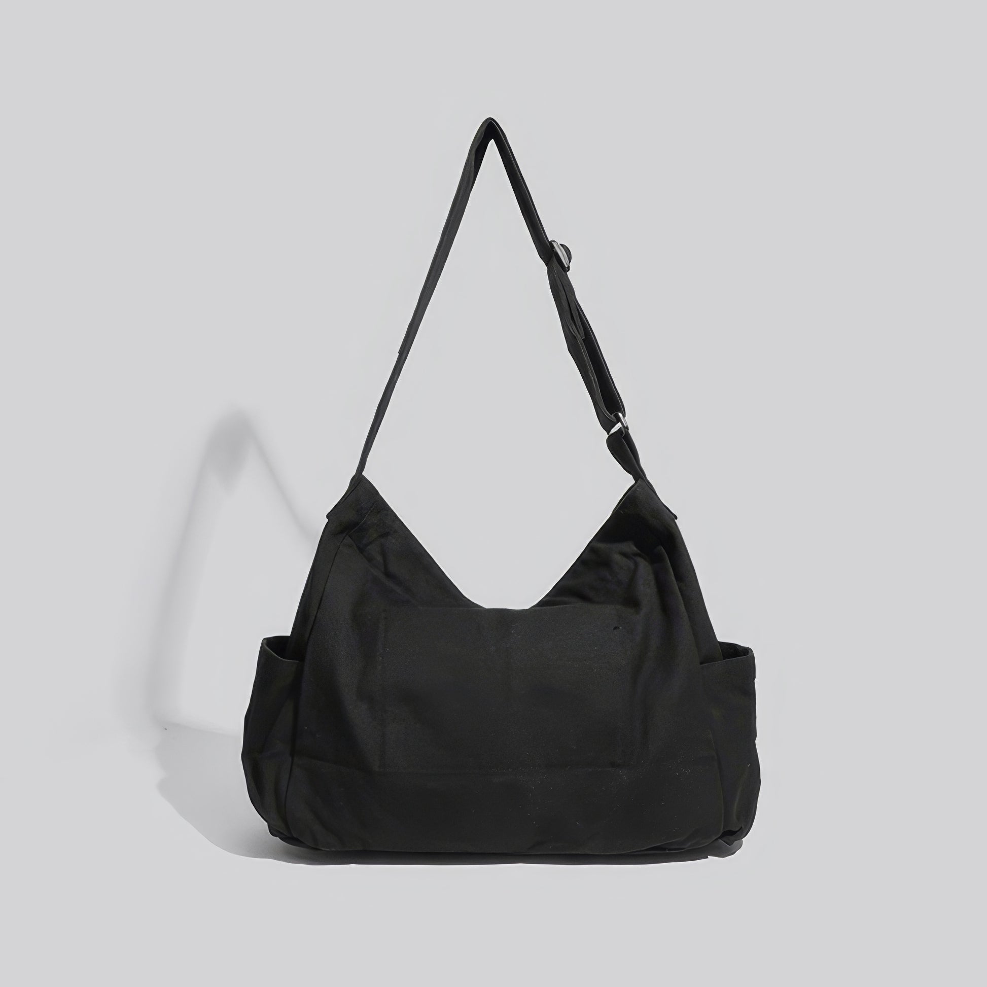 Black Canvas Multi-Pocket Shoulder Bag