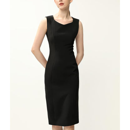 Contour Seam Black Pencil Dress