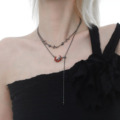 Red Horned Beetle Layered Necklace