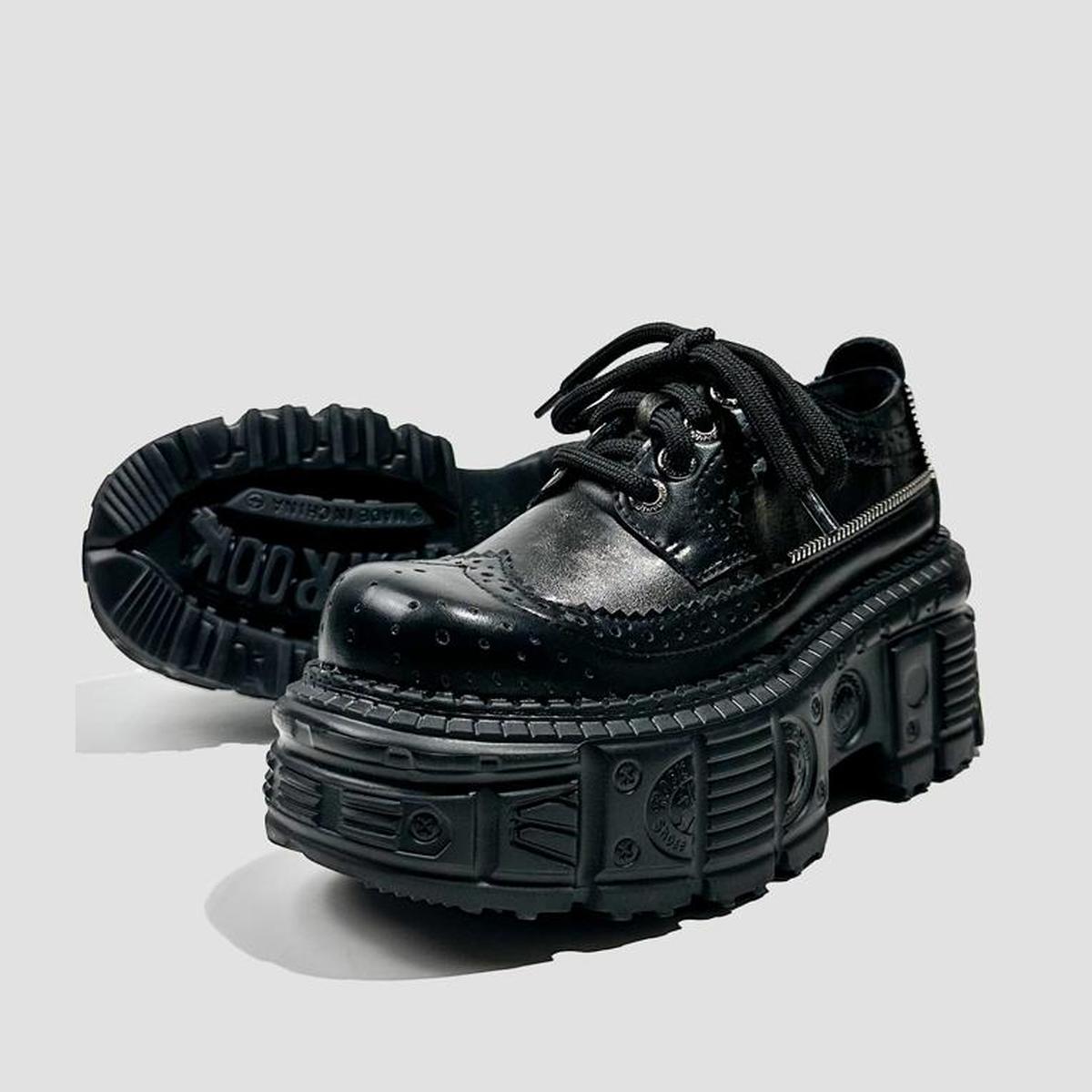 Black Brogue Platform Shoes