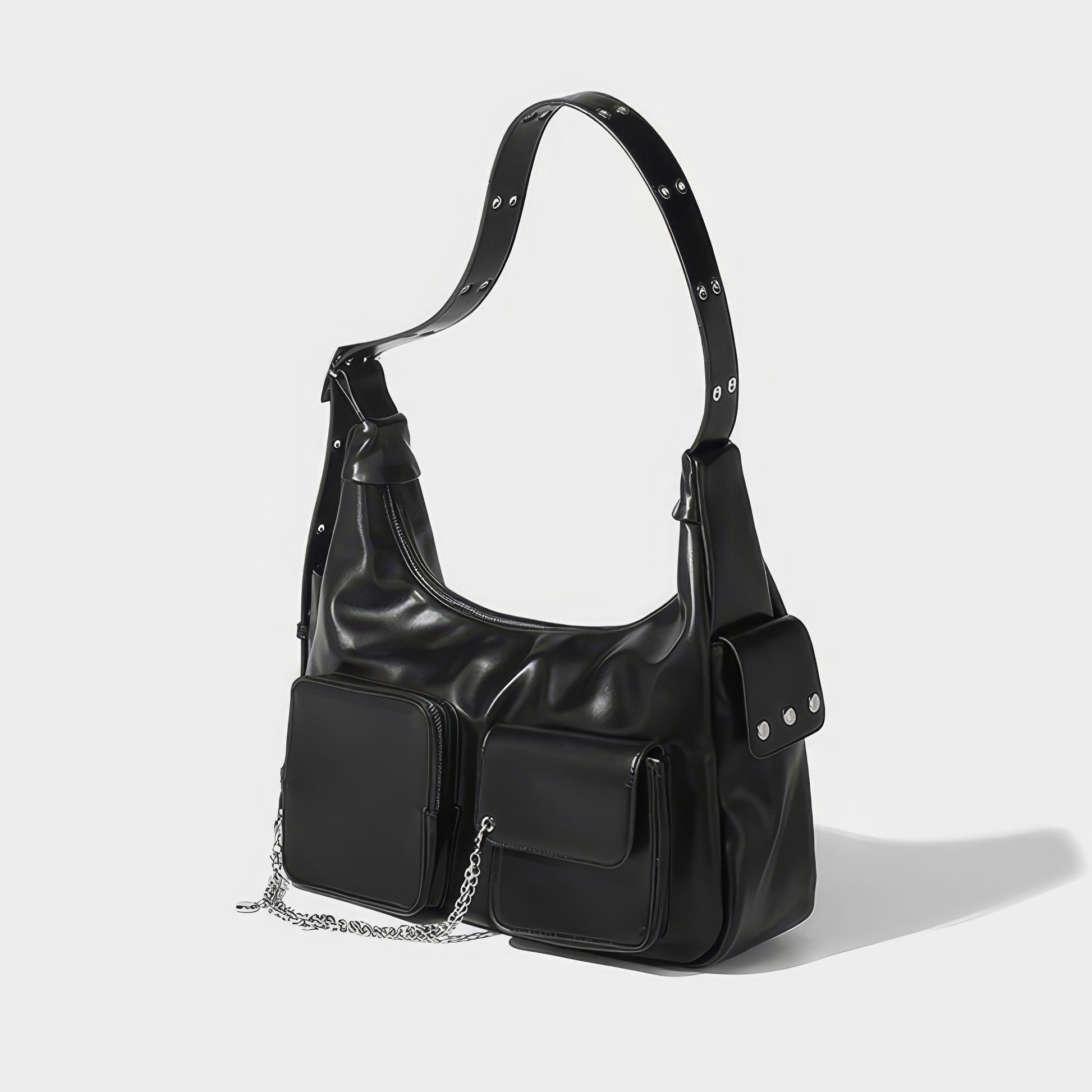 Convertible Pocket Chain Detail Shoulder Bag