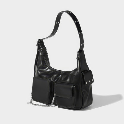 Convertible Pocket Chain Detail Shoulder Bag