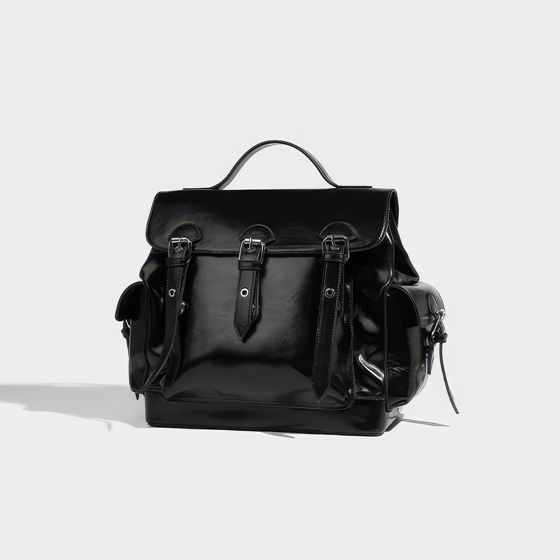 Triple Buckle Glossy Chain Backpack