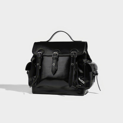 Triple Buckle Glossy Chain Backpack