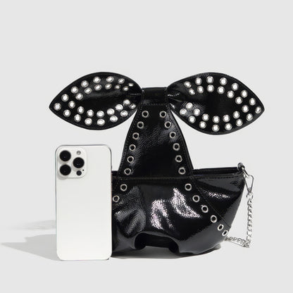 Studded Patent Bow Chain Bag