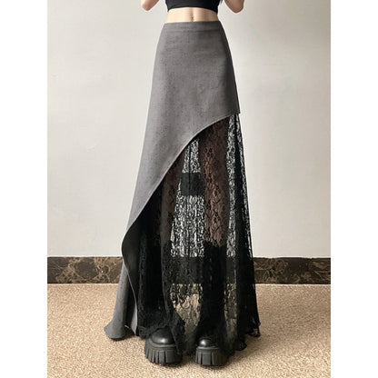 Layered Lace Asymmetrical Skirt Set