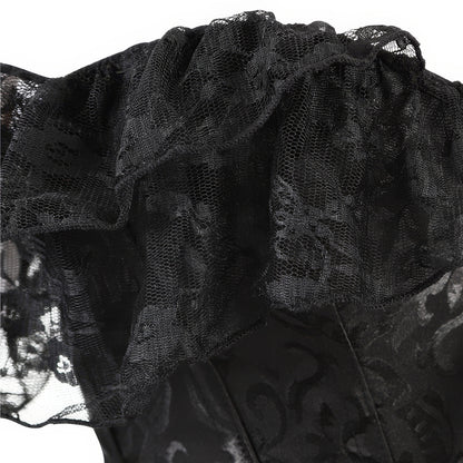 Off Shoulder Lace Trim Jacquard Corset