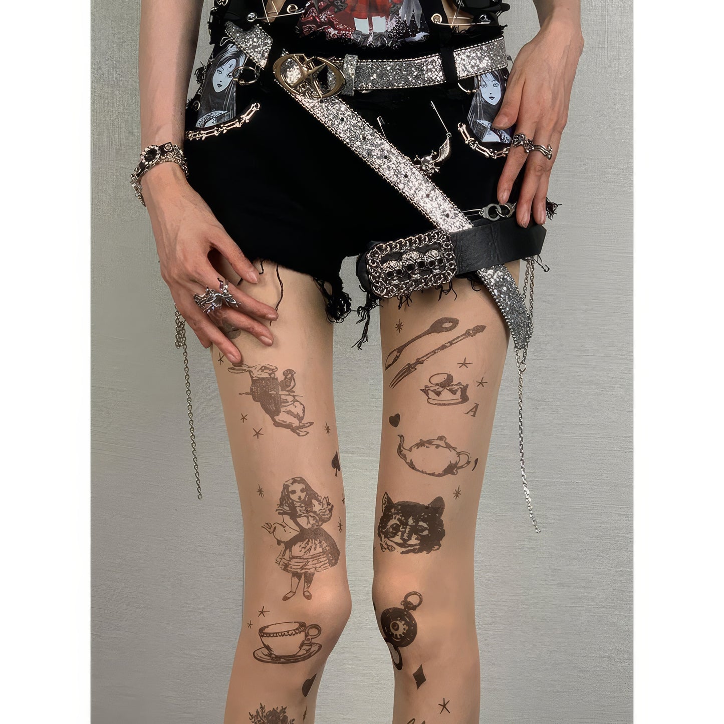 Alice Print Sheer Tights
