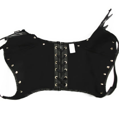 Faux Leather Buckle Strap Shoulder Corset