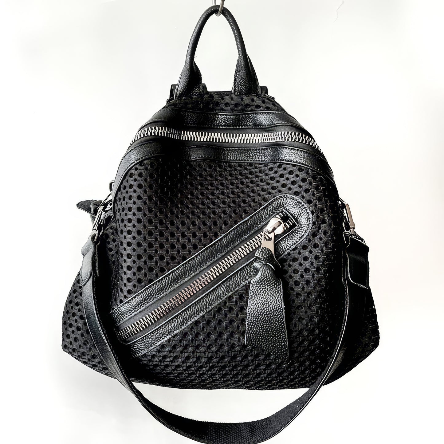 Perforated Mesh Convertible Zip Backpack