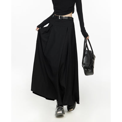 Pleated High Waist Maxi Skirt
