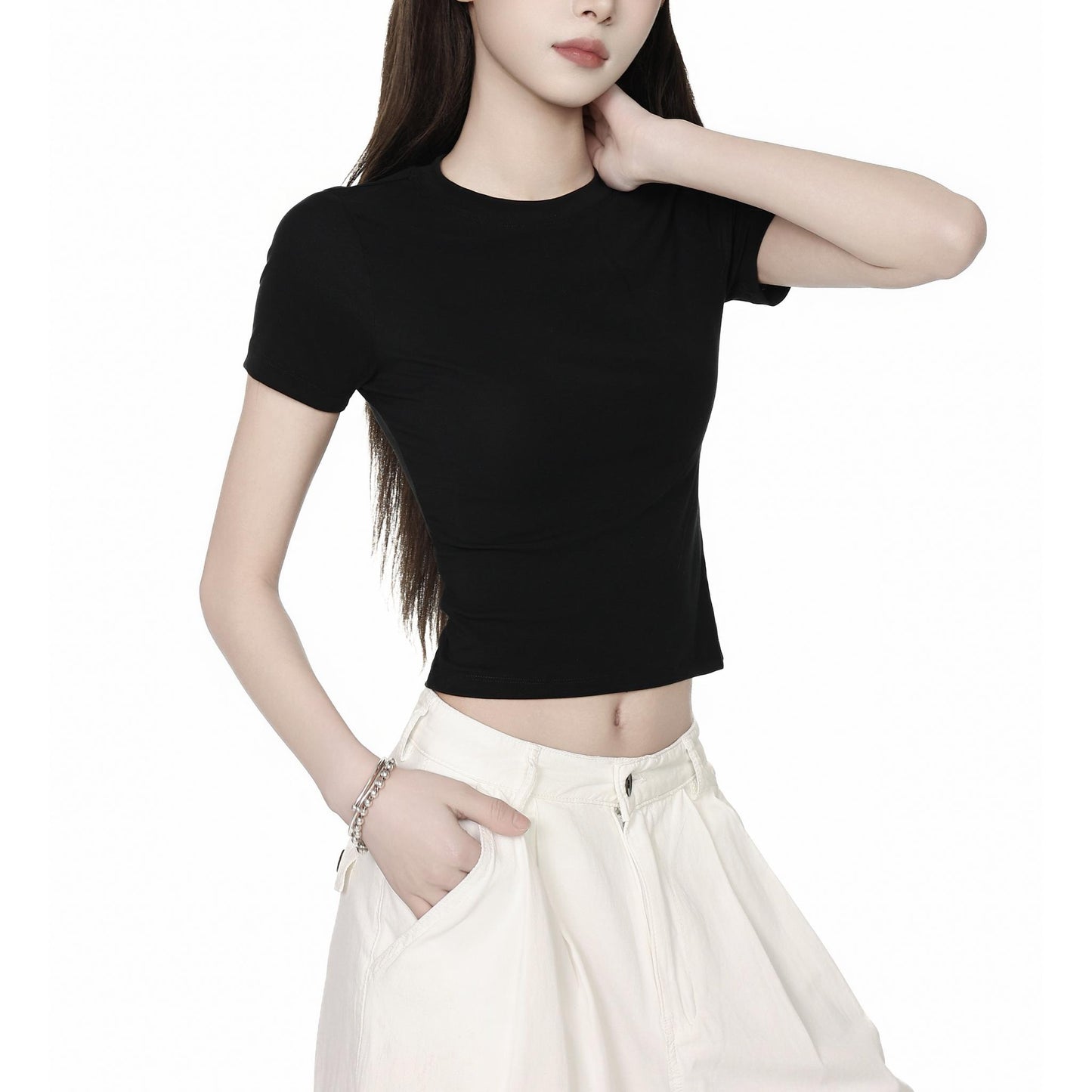 Basic Slim Fit Crop T-Shirt