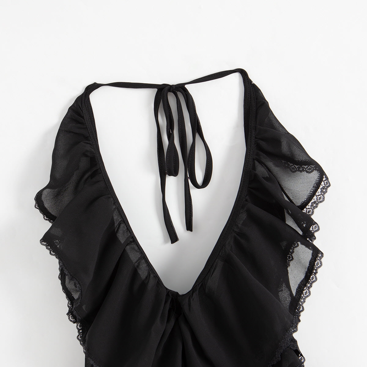 Ruffled Halter Tie-Back Top