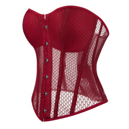Mesh Panel Fishnet Corset Top