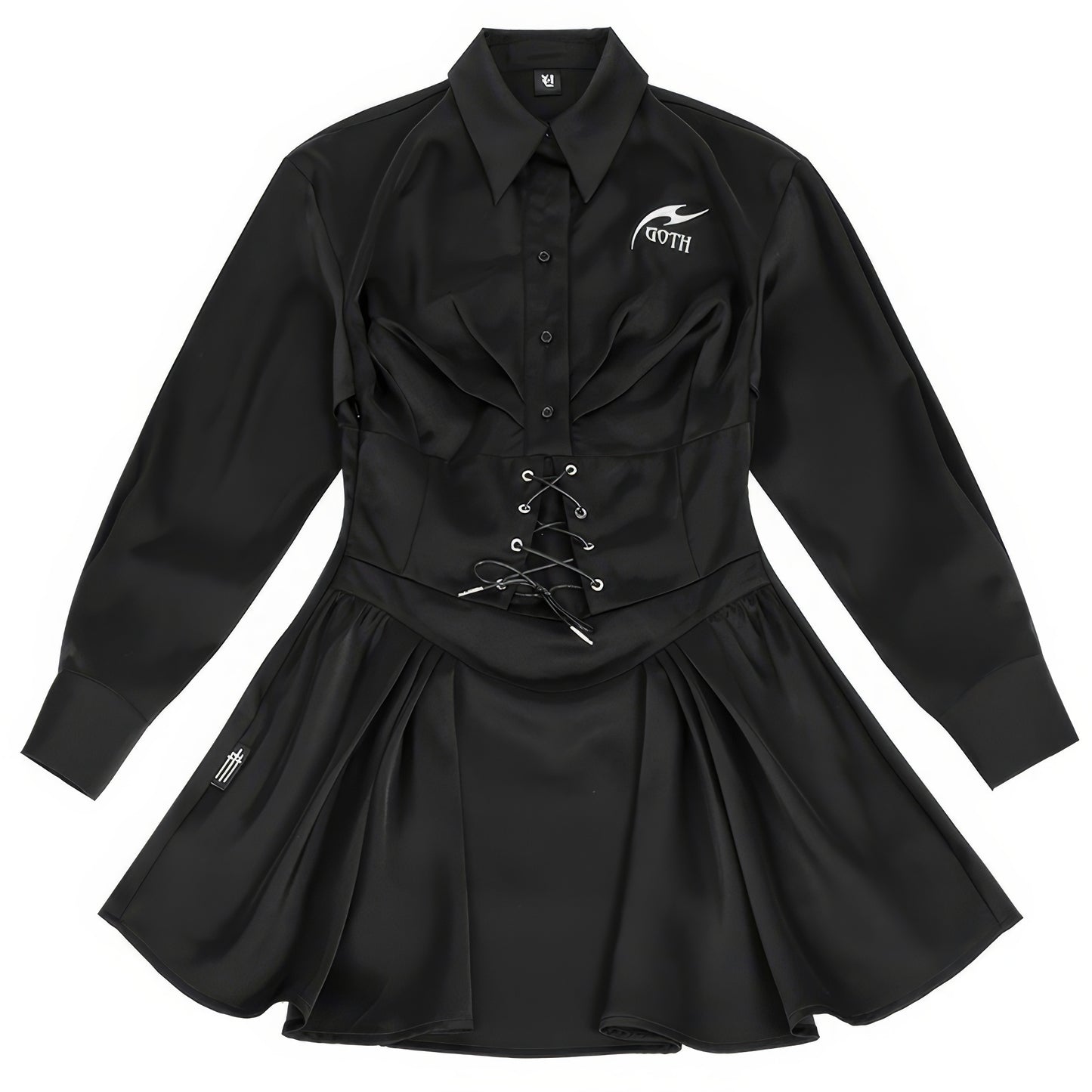 Satin Corset Pleated Shirt Dress
