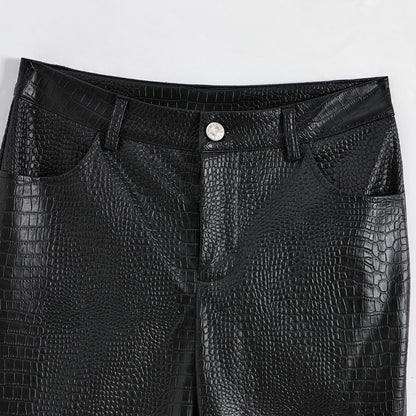 Croc-Embossed Flare Cargo Pants