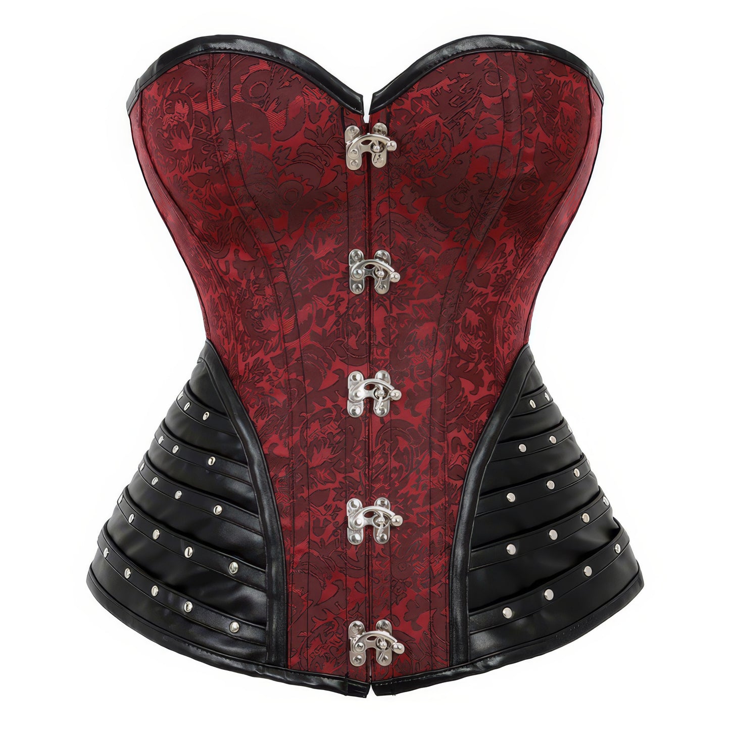 Studded Brocade Leather Trim Corset