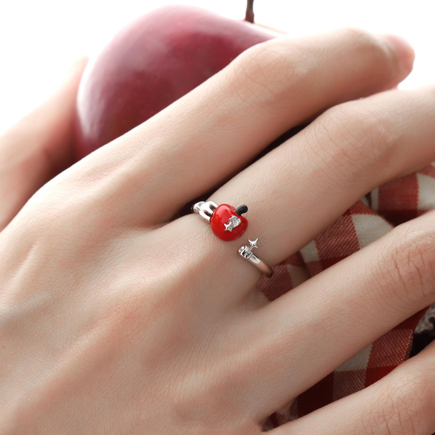 Red Apple Bite Adjustable Ring