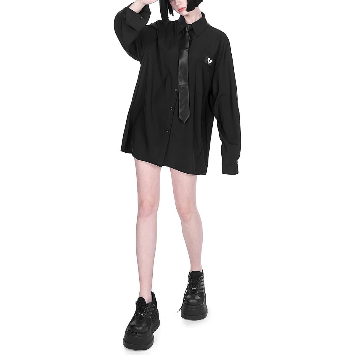 Broken Heart Embroidered Oversized Shirt