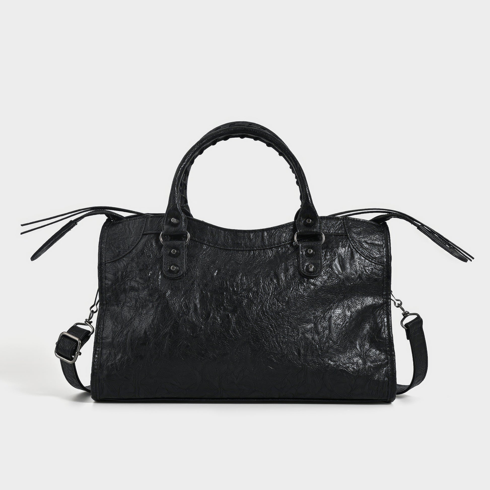 Distressed Buckle Strap Handbag