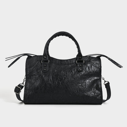 Distressed Buckle Strap Handbag