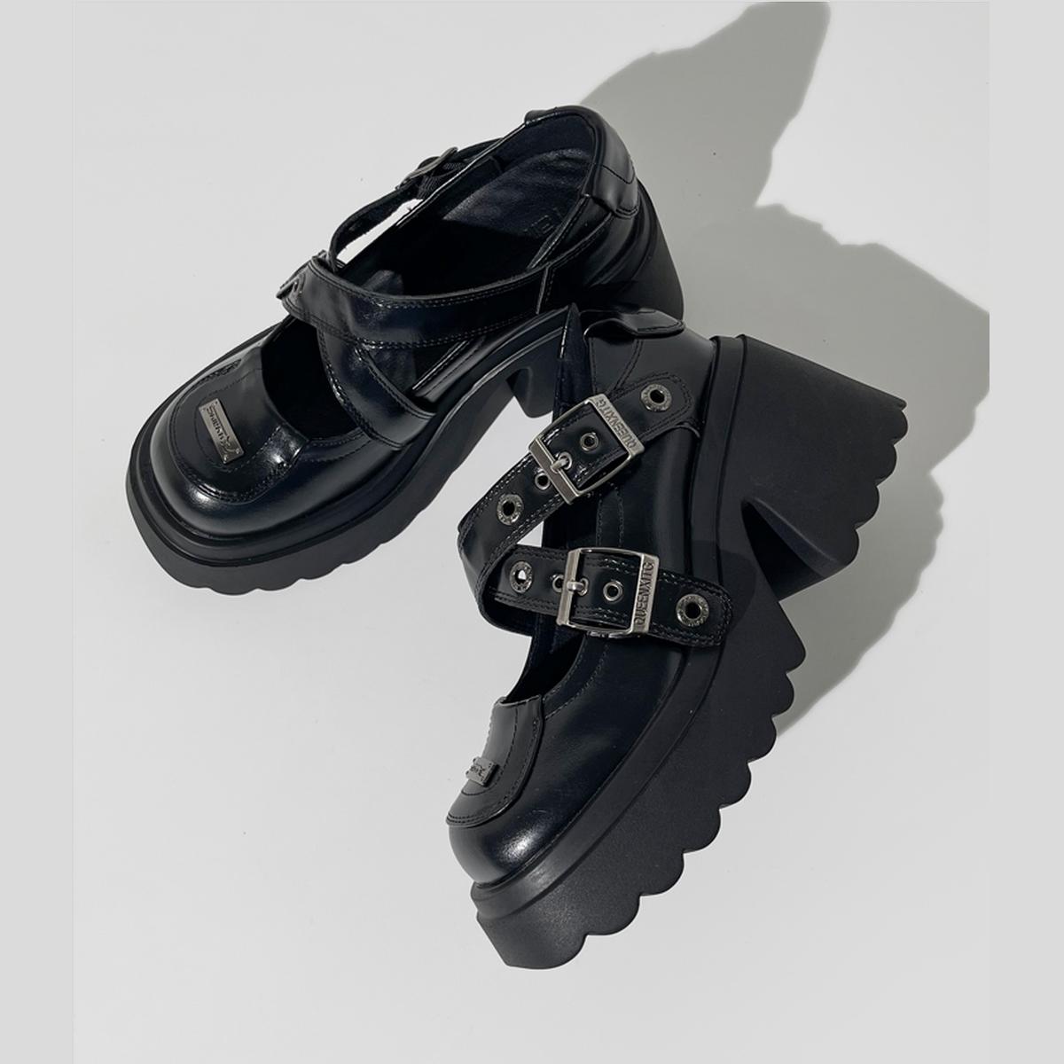 Black Buckled Platform Loafers