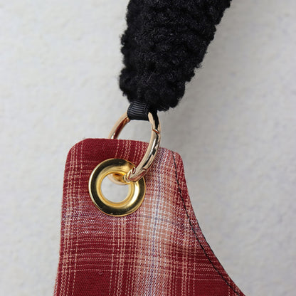 Plaid Fleece Cat Accent Mini Shoulder Bag