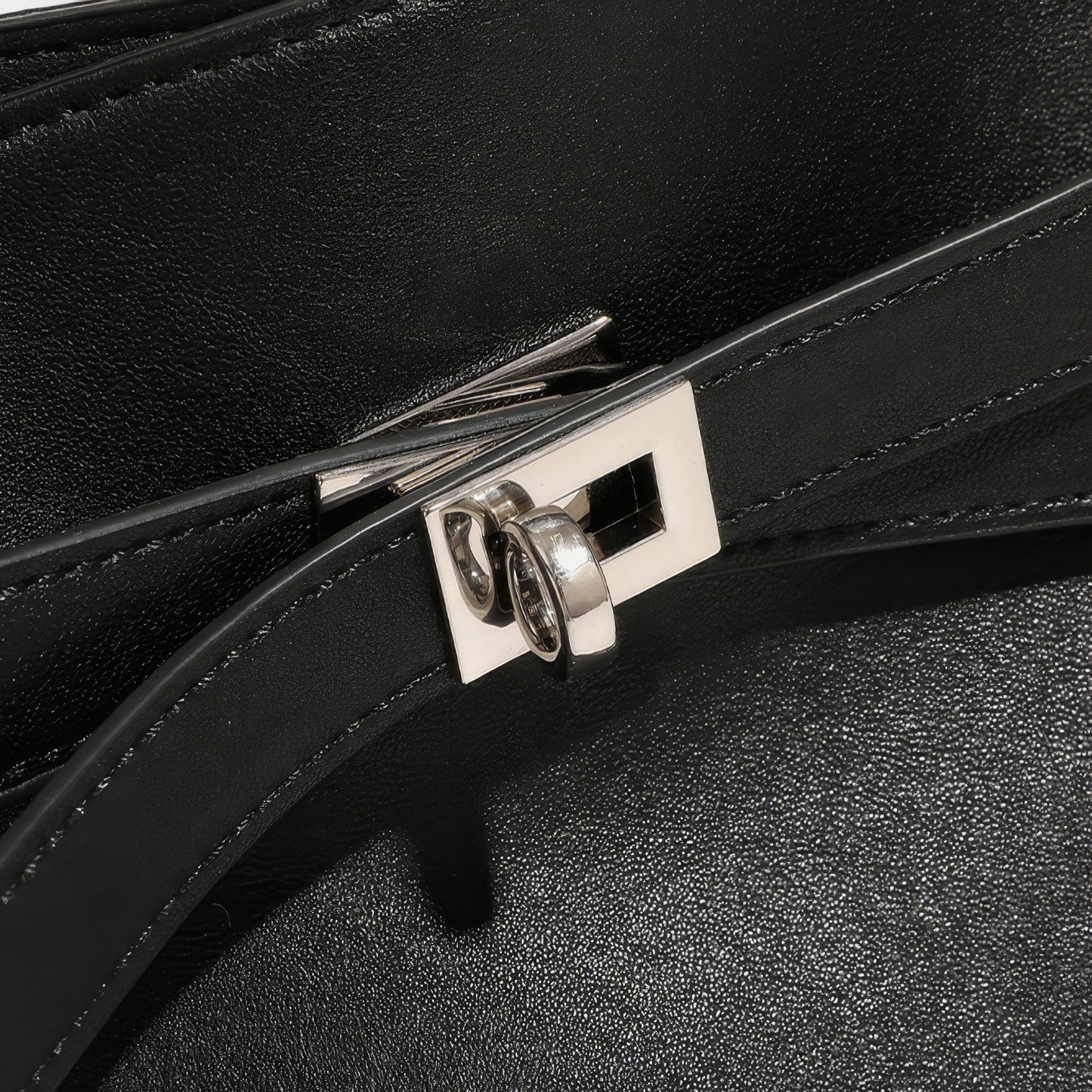 Belted Minimal Faux Leather Shoulder Bag