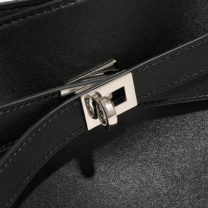 Belted Minimal Faux Leather Shoulder Bag