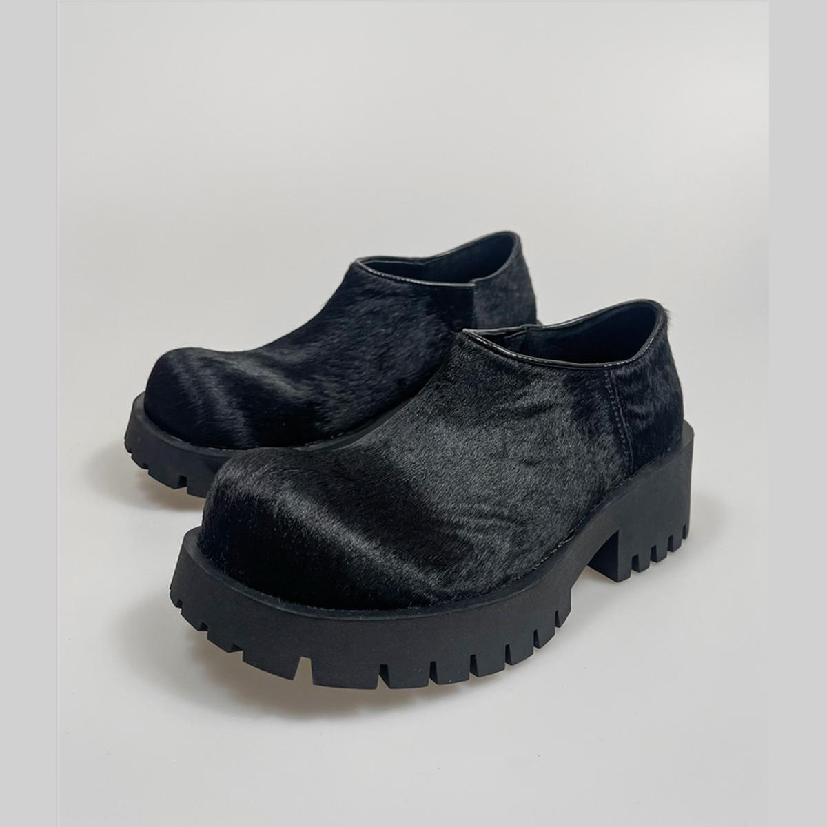 Faux Fur Chunky Platform Shoes