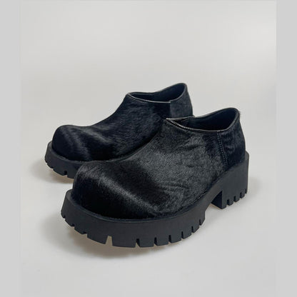 Faux Fur Chunky Platform Shoes
