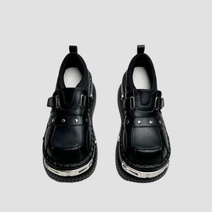 Black Metal-Plated Platform Sneakers