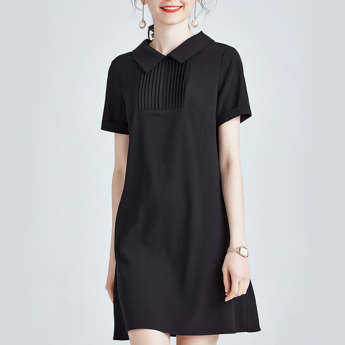 Pleated Collar A-Line Mini Dress