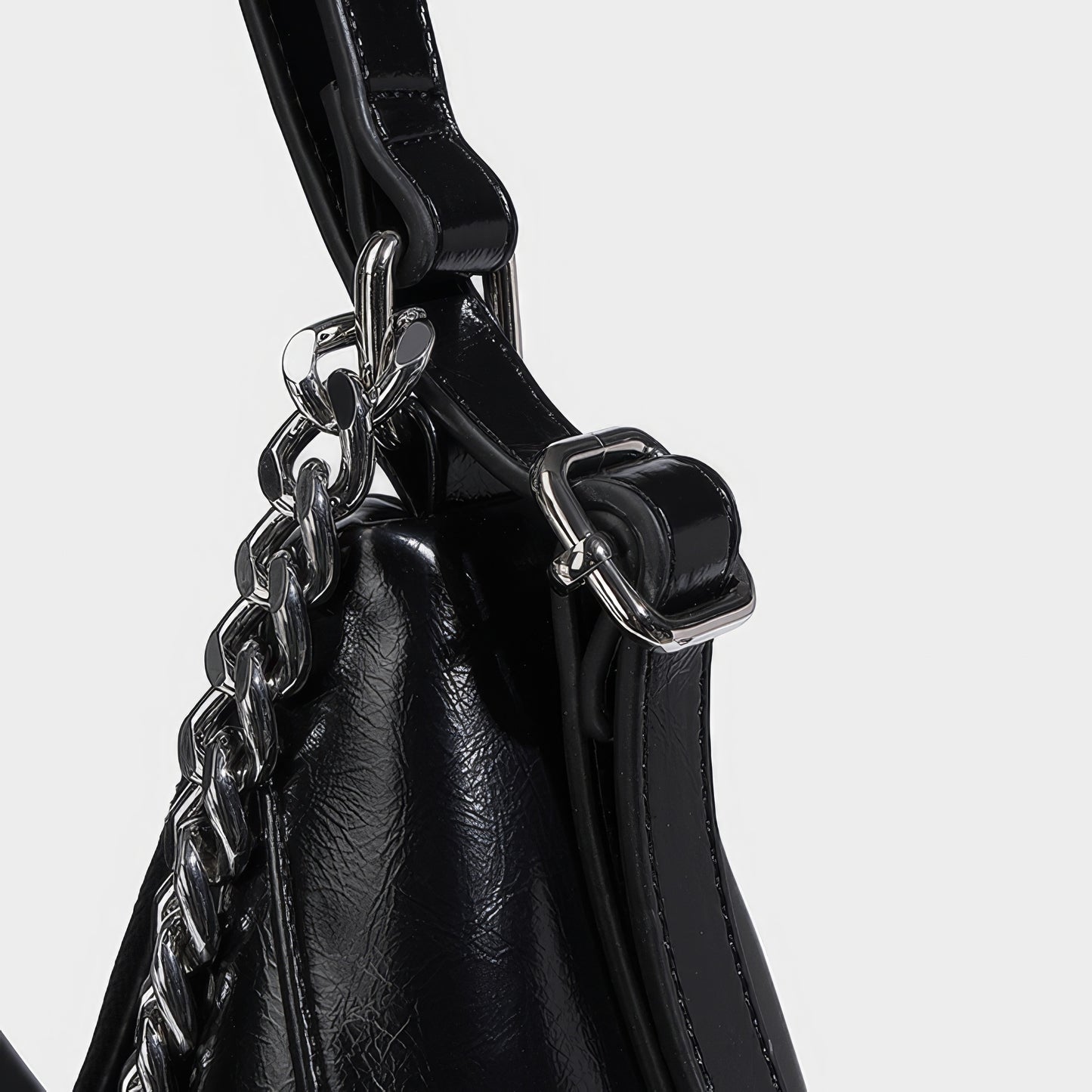Chain Handle Glossy Triangle Backpack