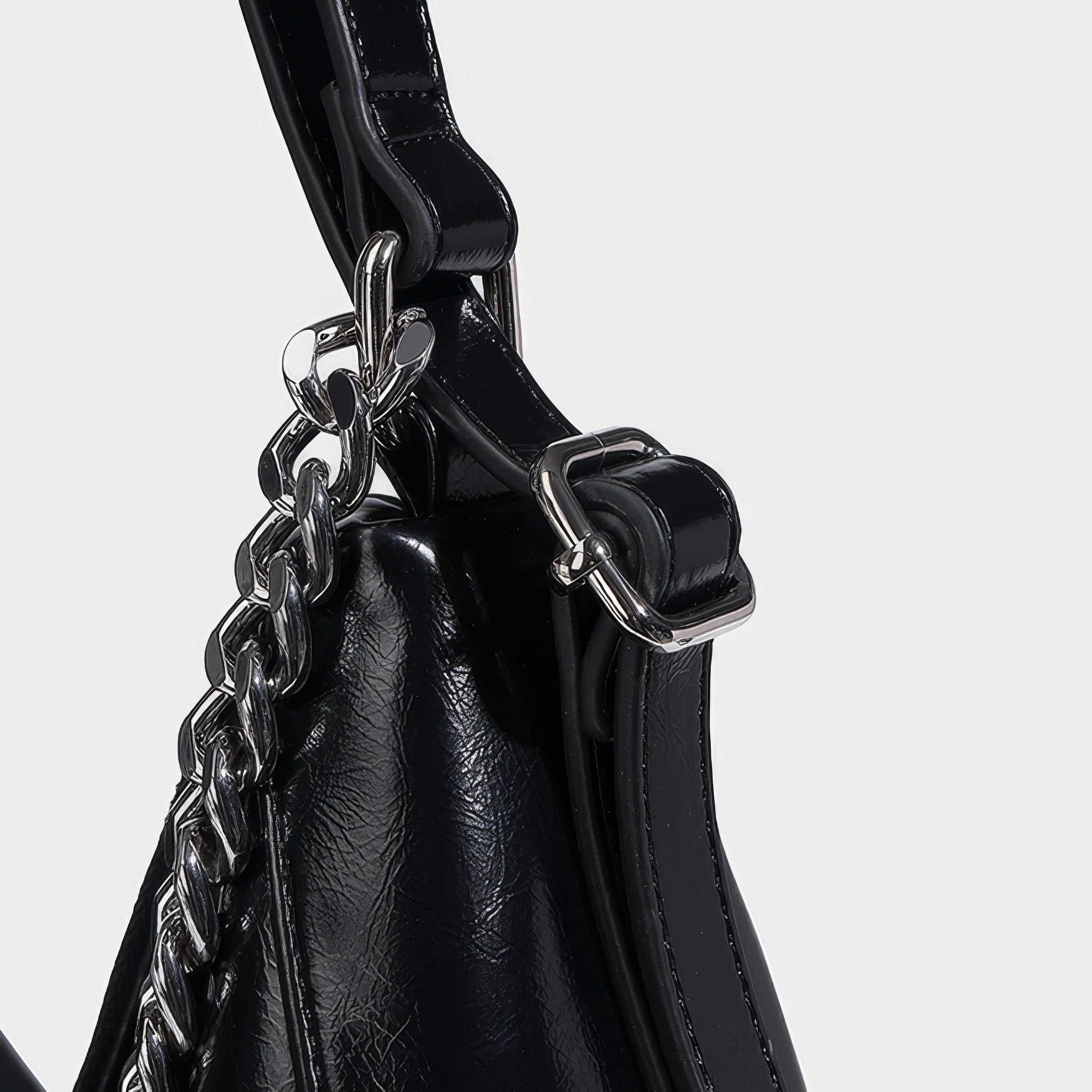 Chain Handle Glossy Triangle Backpack