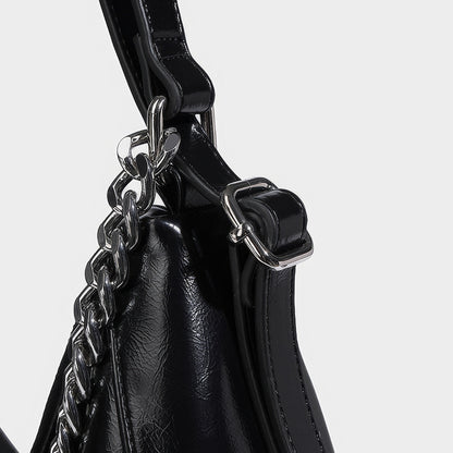 Chain Handle Glossy Triangle Backpack